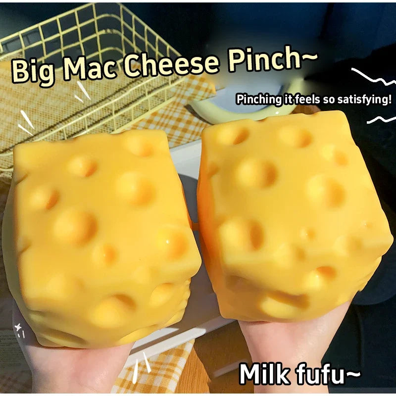 Cheese-shaped squishy toy featured in a ranking of the weirdest squishies on the internet