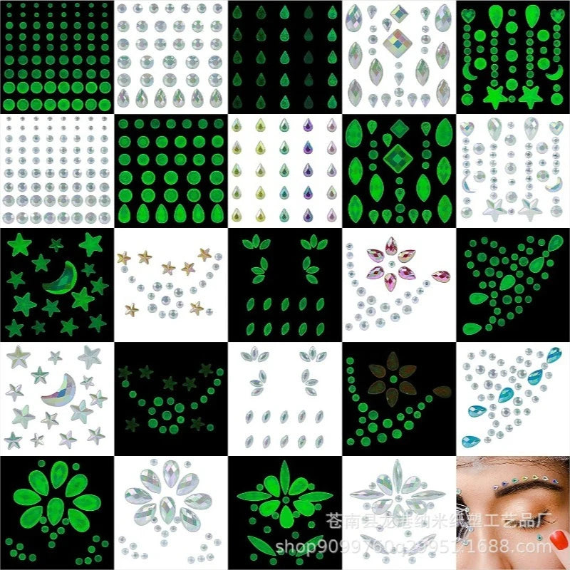 Glow-in-the-Dark Festival Face Gems