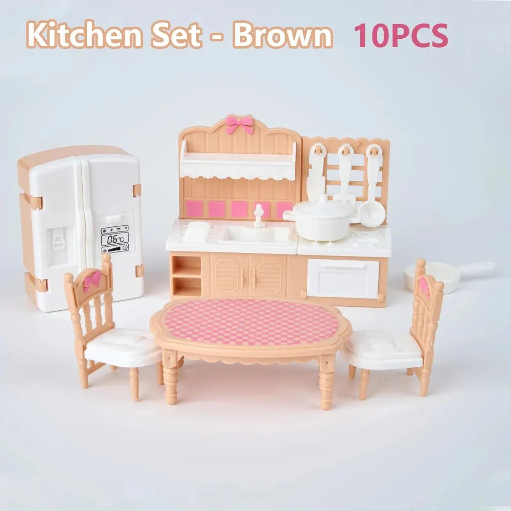 Mini Pink Dollhouse Furniture Set