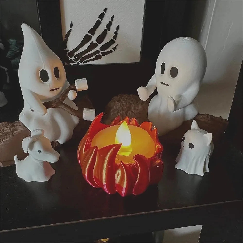 Ghost Campfire Halloween Figurine Set