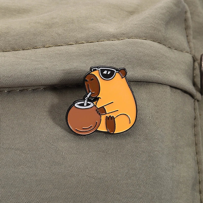 No Troubles, Just Bubbles Capybara Enamel Pin