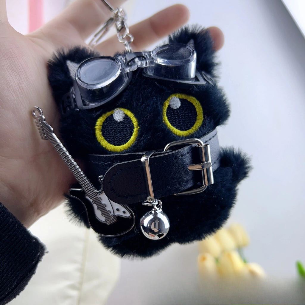 Big-Eye Black Cat Keychain