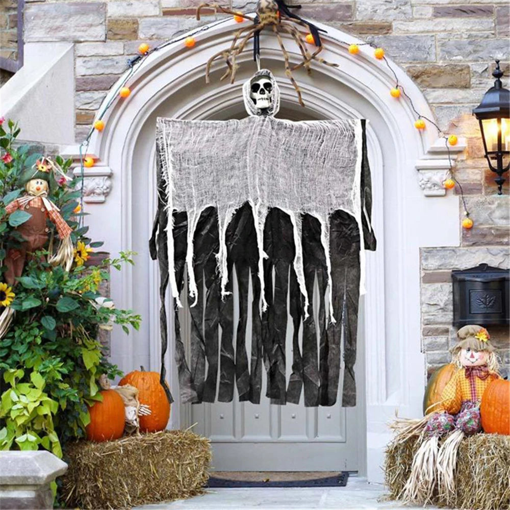 Hanging Skull Ghost Halloween Decoration – 35 in
