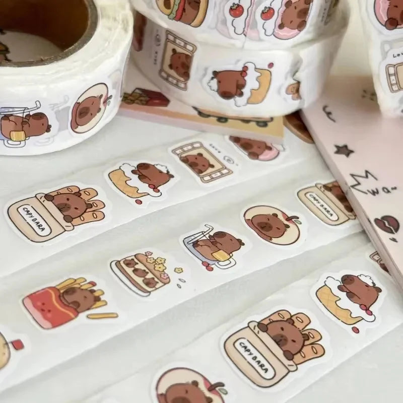 Cute capybara stickers for journals and crafts