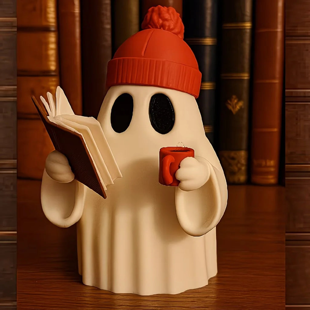 Little Ghost Reading Figurine