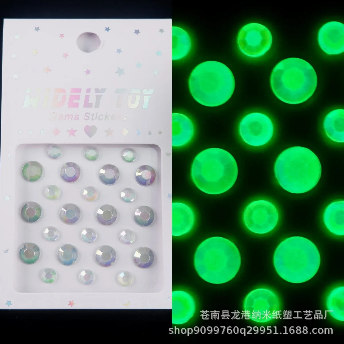 Glow-in-the-Dark Festival Face Gems
