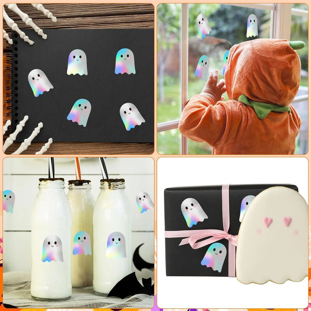 500-Piece Holographic Halloween Sticker Roll