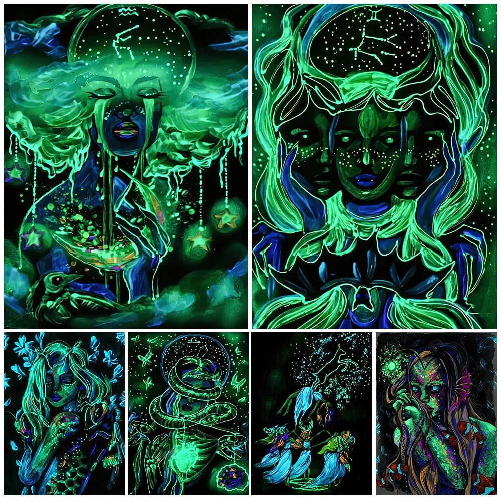 Glow-in-the-Dark Zodiac & Witchy Wall Art