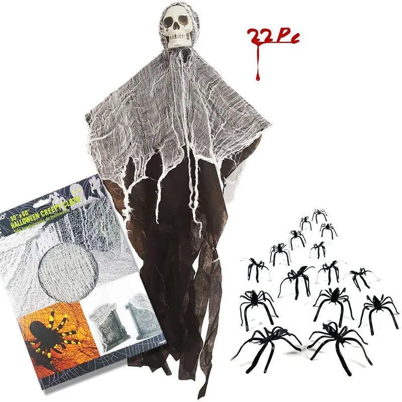 Hanging Skull Ghost Halloween Decoration – 35 in