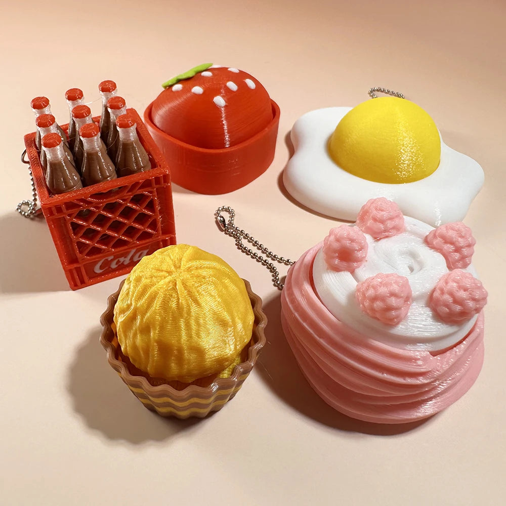 Food Clicker Fidget Keychain