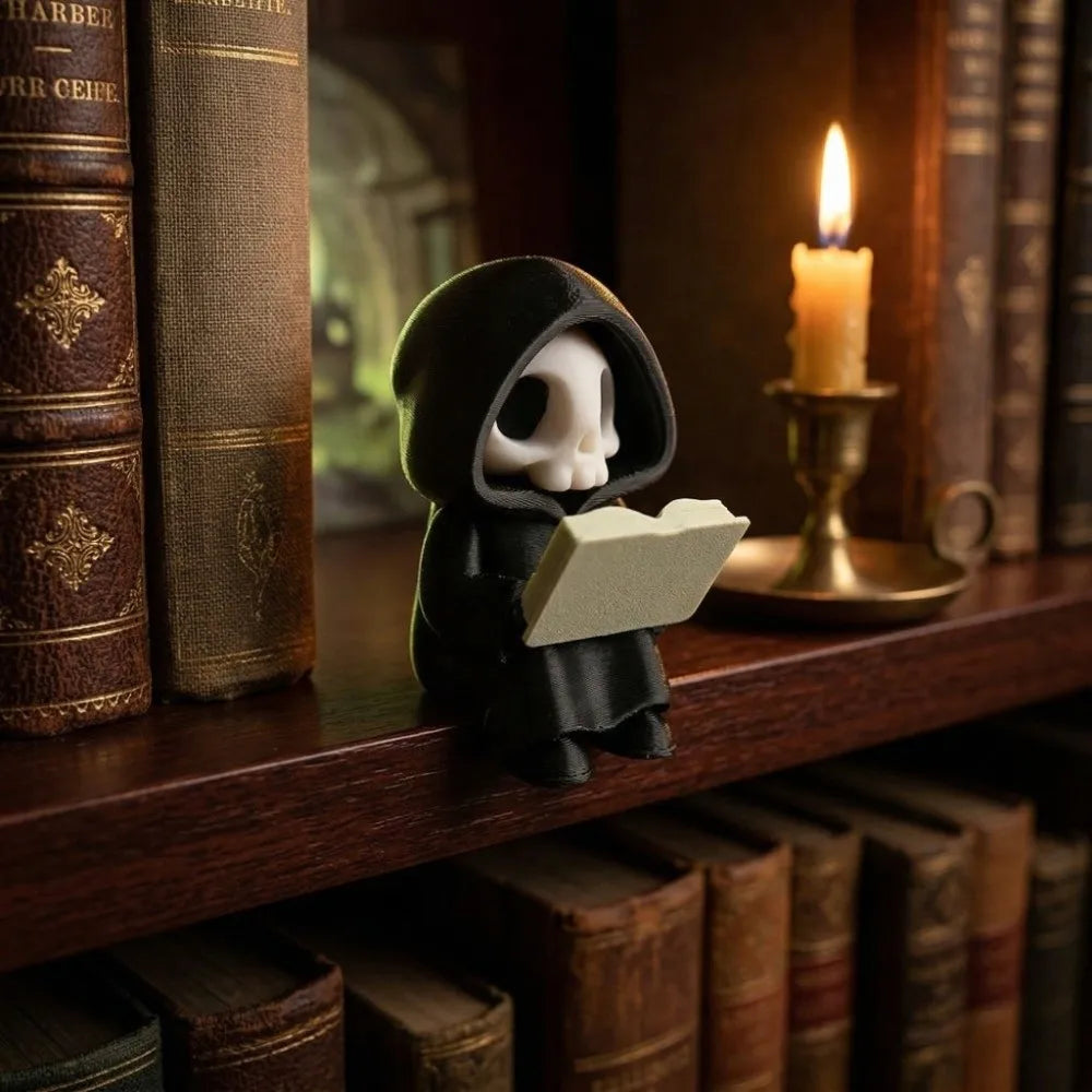 Tiny Reading Ghost Figurine