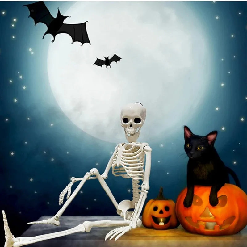 Posable skeleton for haunted house decor
