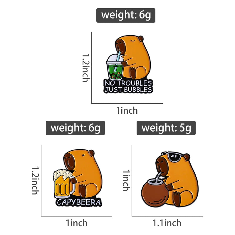 No Troubles, Just Bubbles Capybara Enamel Pin