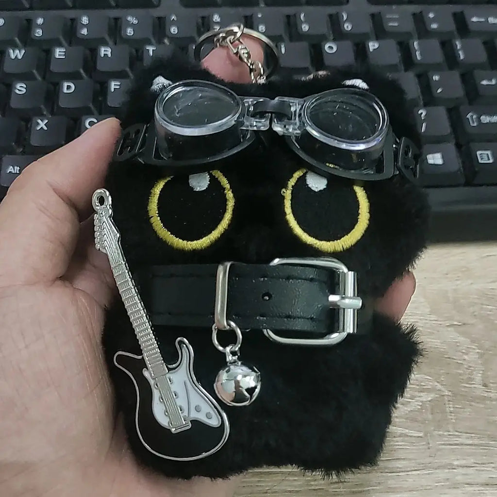 Big-Eye Black Cat Keychain
