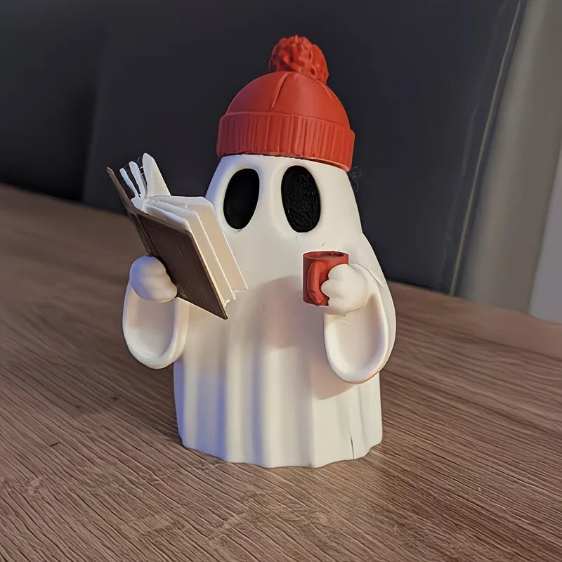 Little Ghost Reading Figurine