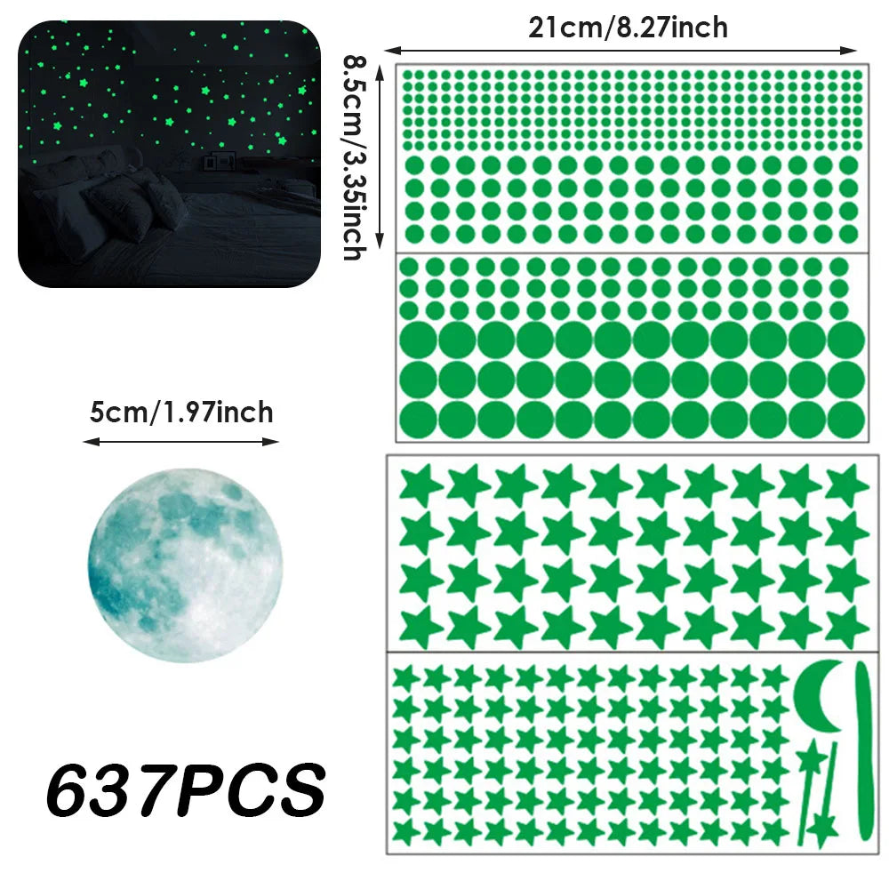 637-Piece Glow-in-the-Dark Stars & Moon Ceiling Stickers