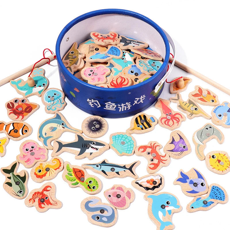 Wooden Magnetic Fishing Game for Kids