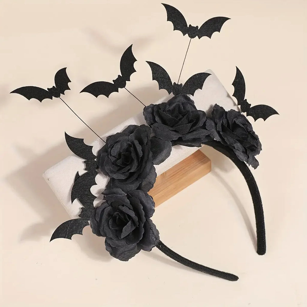 Black floral witch hat headband
