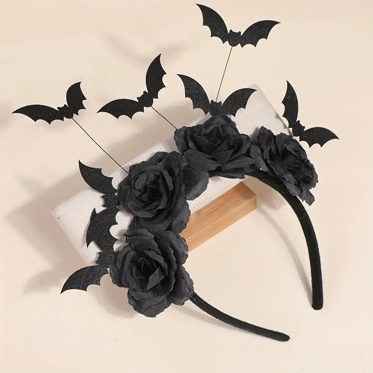 Black floral witch hat headband