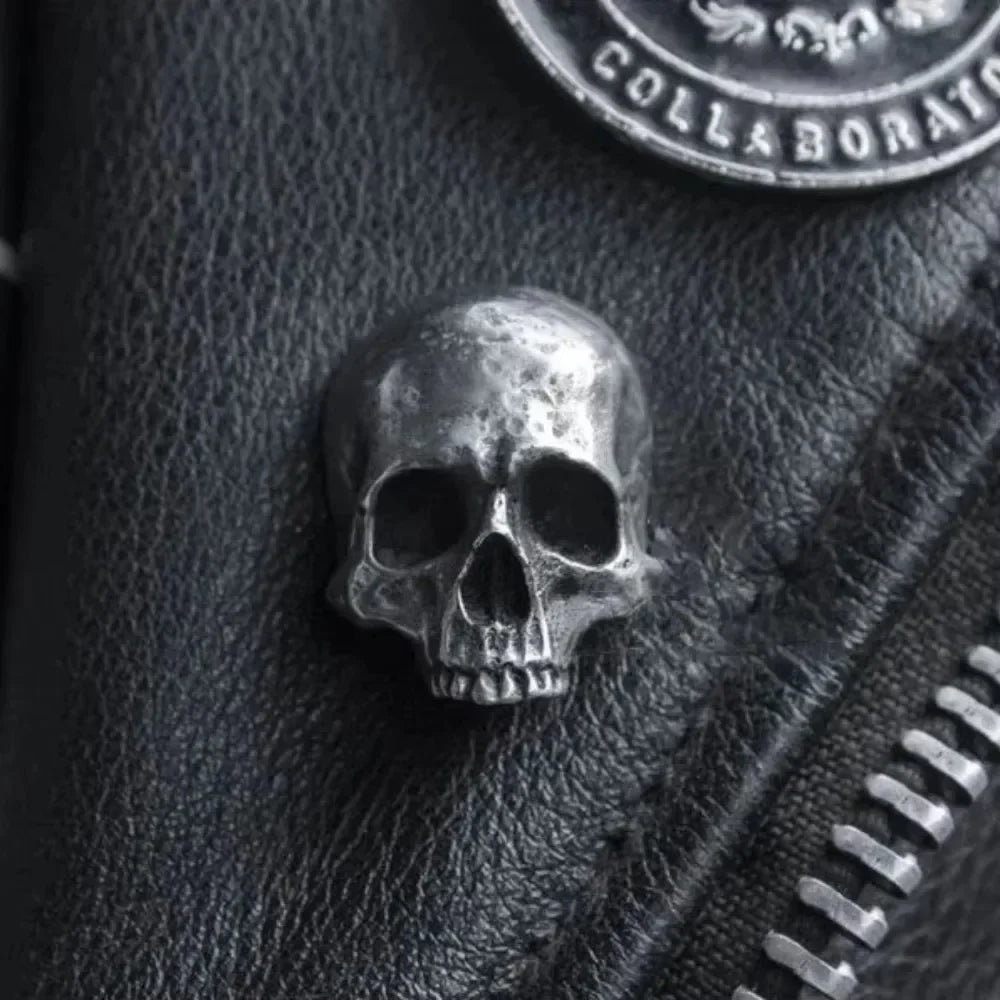 Gothic skull lapel pin detail