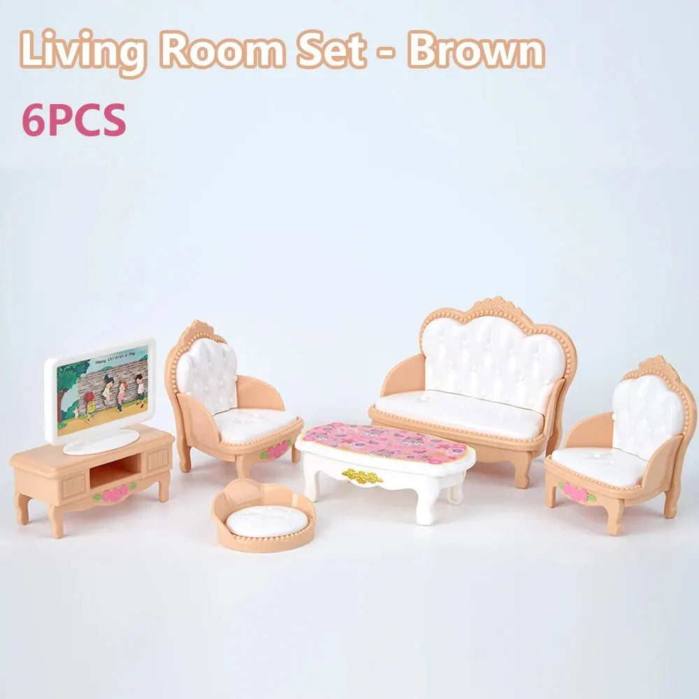 Mini Pink Dollhouse Furniture Set