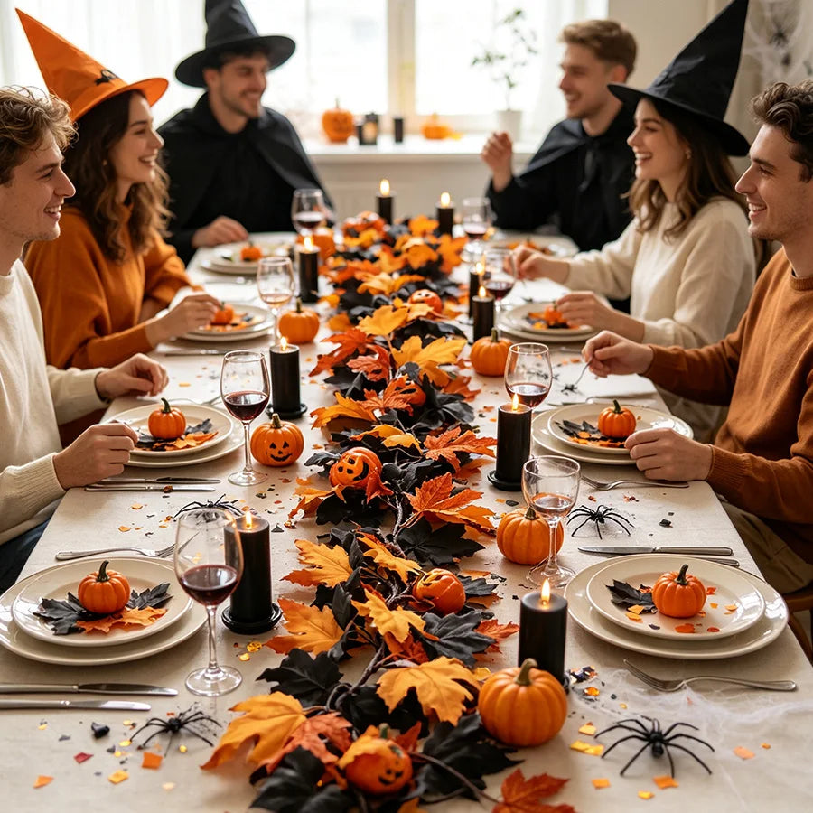 Black Pumpkin Halloween Garland