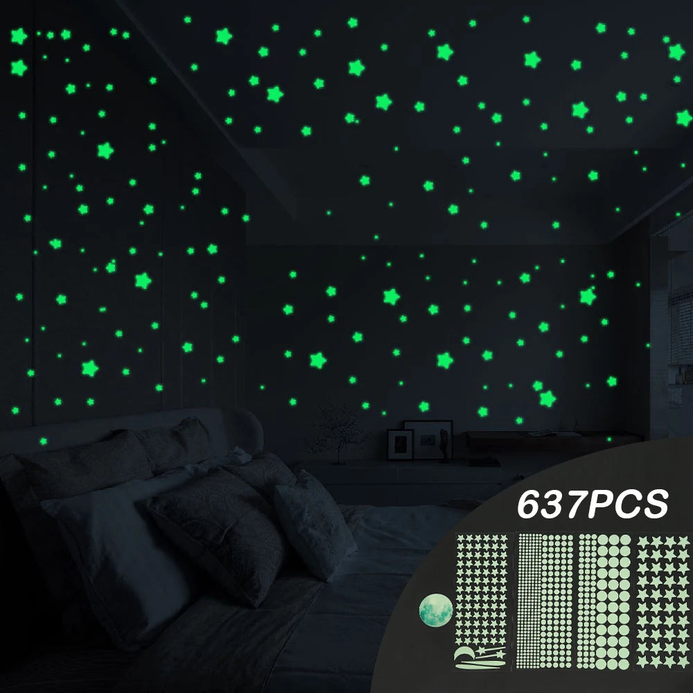 637-Piece Glow-in-the-Dark Stars & Moon Ceiling Stickers