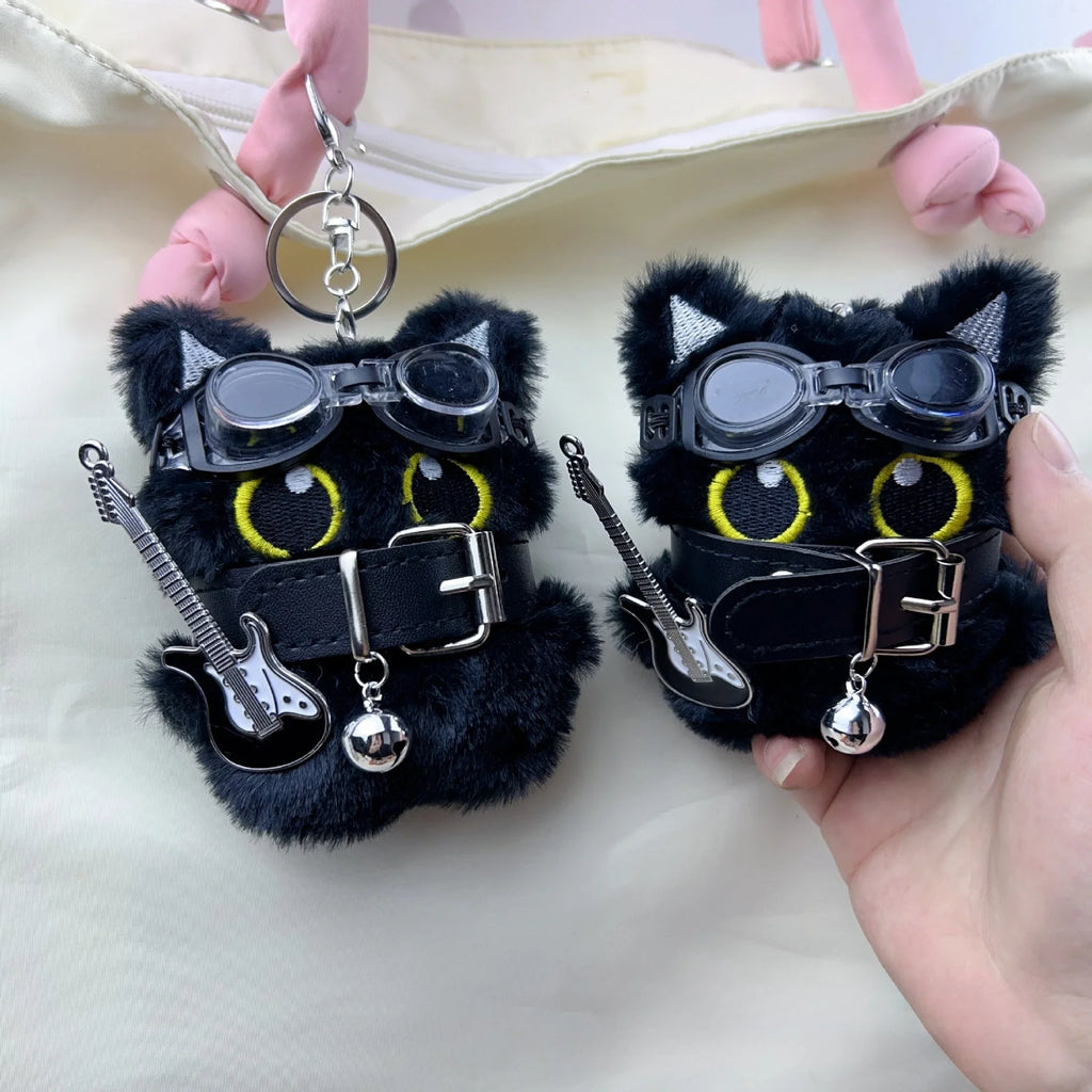 Big-Eye Black Cat Keychain