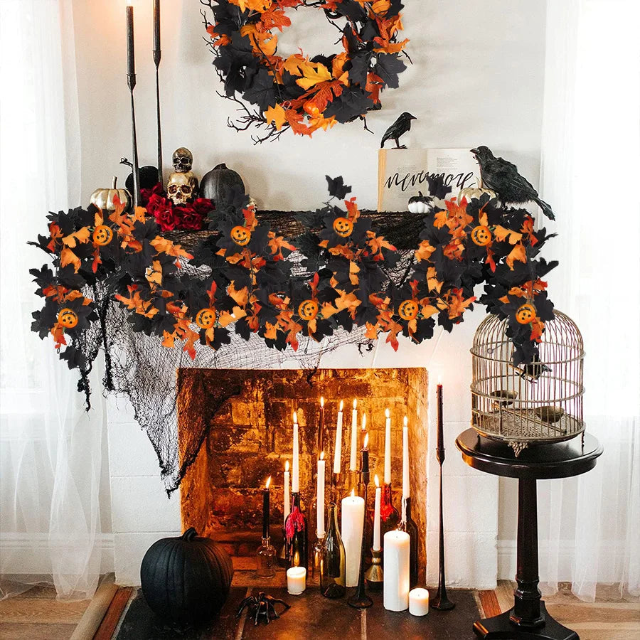 Black Pumpkin Halloween Garland