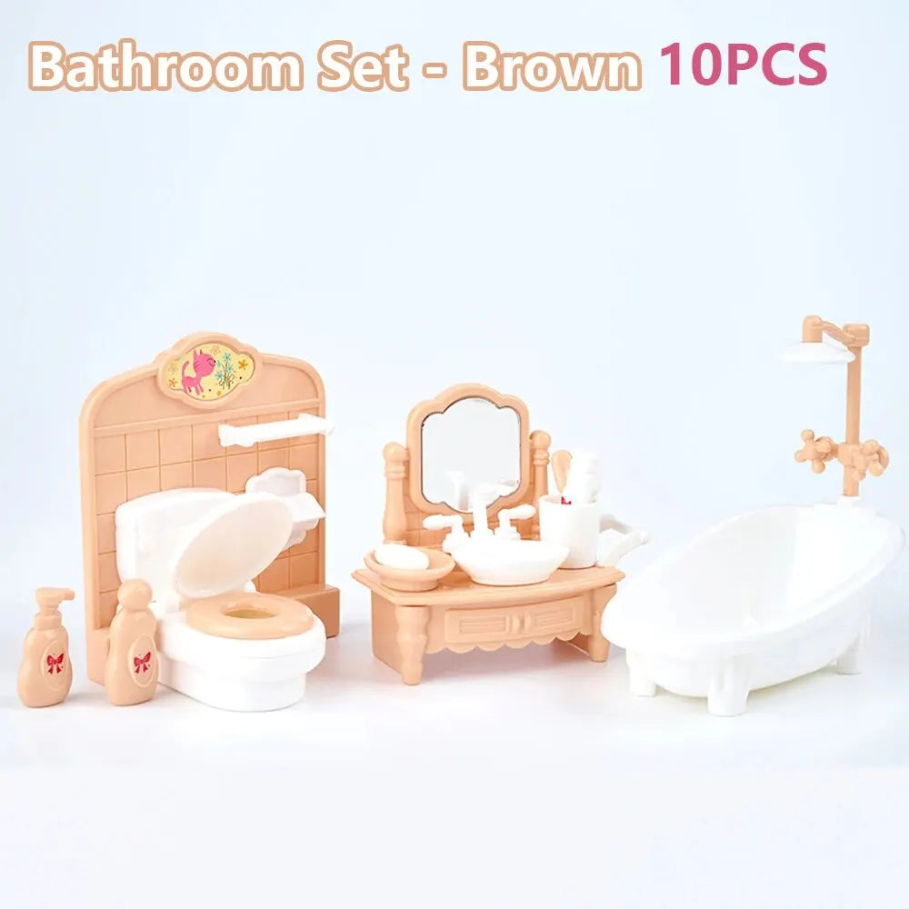 Mini Pink Dollhouse Furniture Set