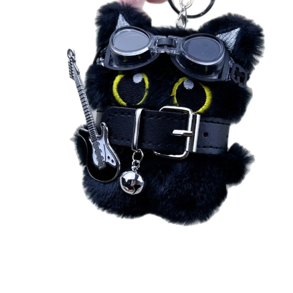 Big-Eye Black Cat Keychain