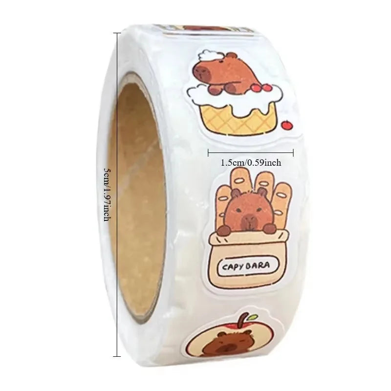 Capybara self-adhesive sticker roll designs