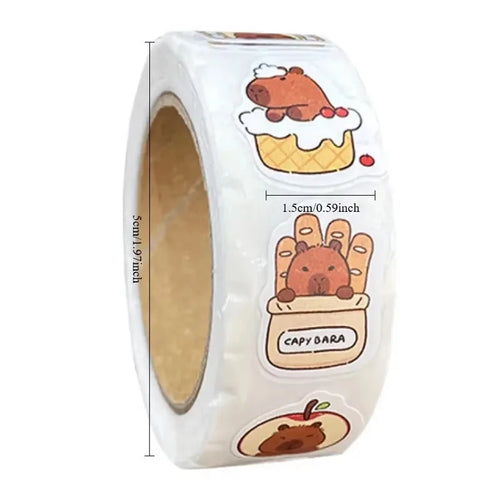 Capybara self-adhesive sticker roll designs