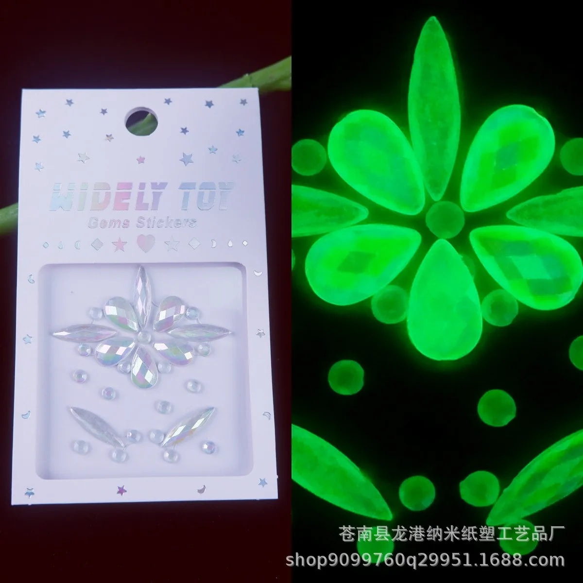 Glow-in-the-Dark Festival Face Gems