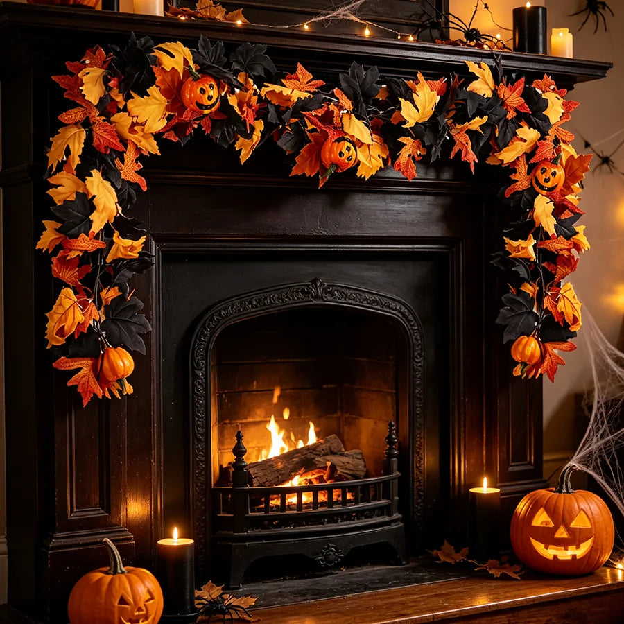 Black Pumpkin Halloween Garland
