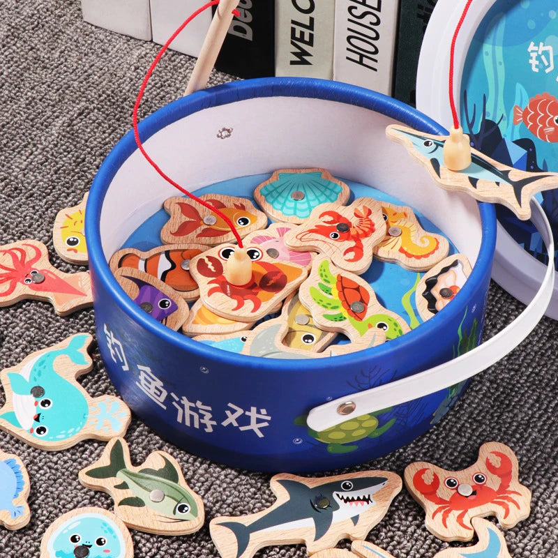 Wooden Magnetic Fishing Game for Kids