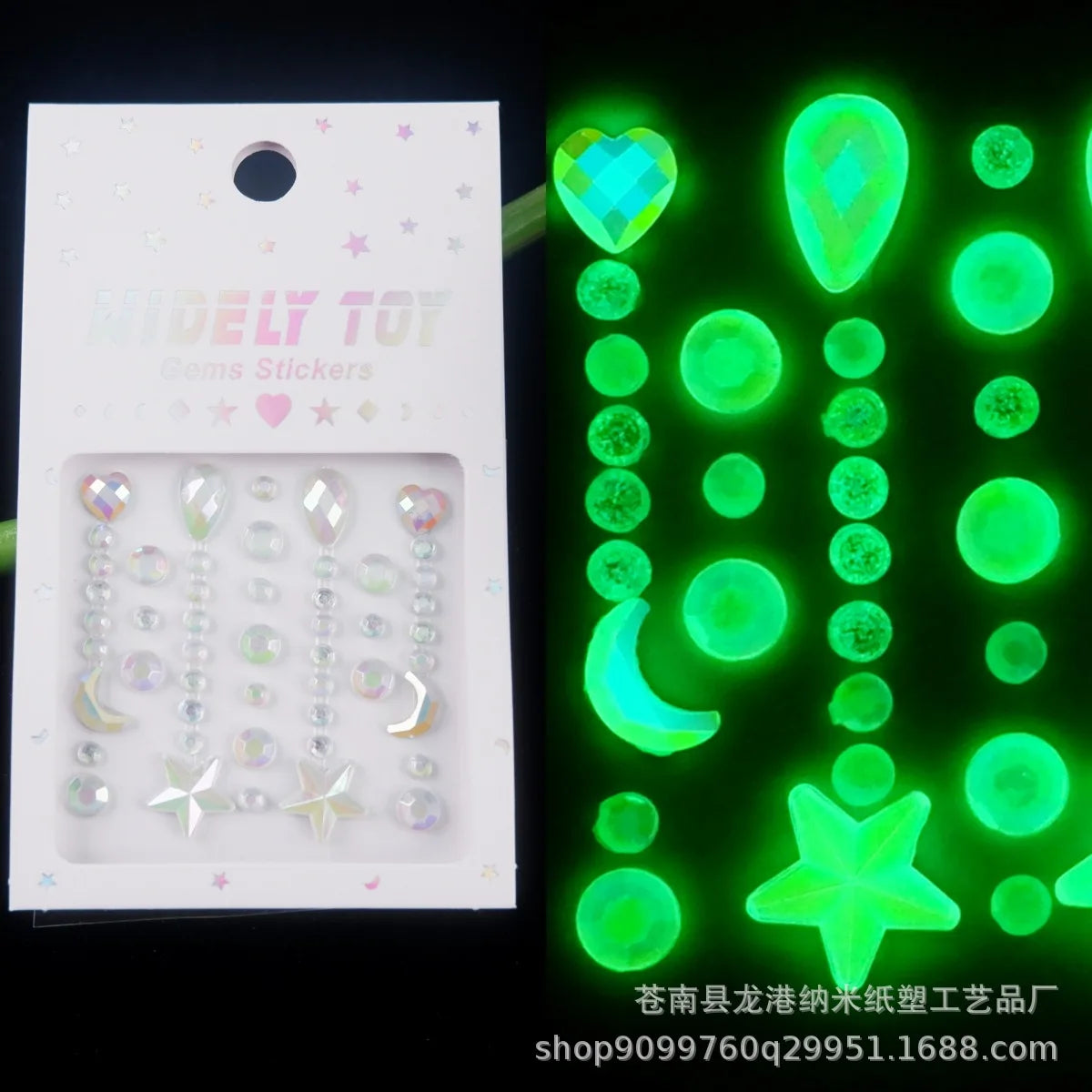 Glow-in-the-Dark Festival Face Gems