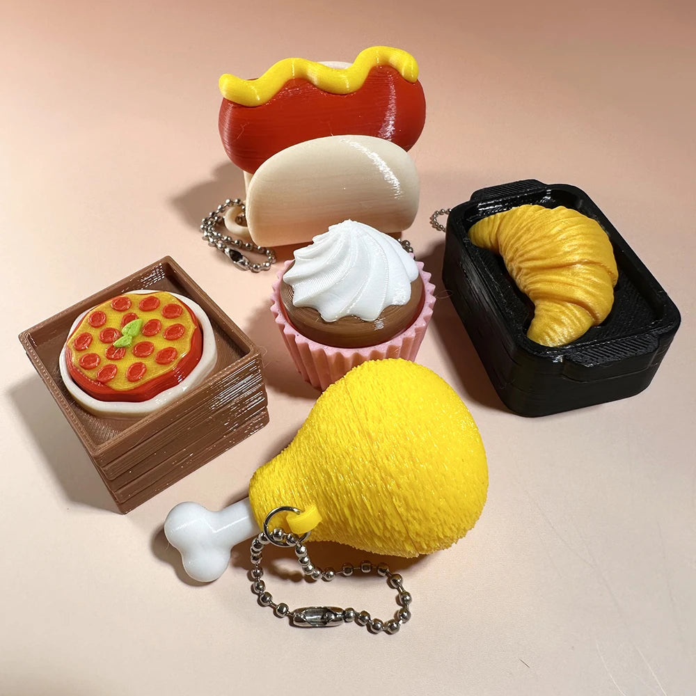 Food Clicker Fidget Keychain