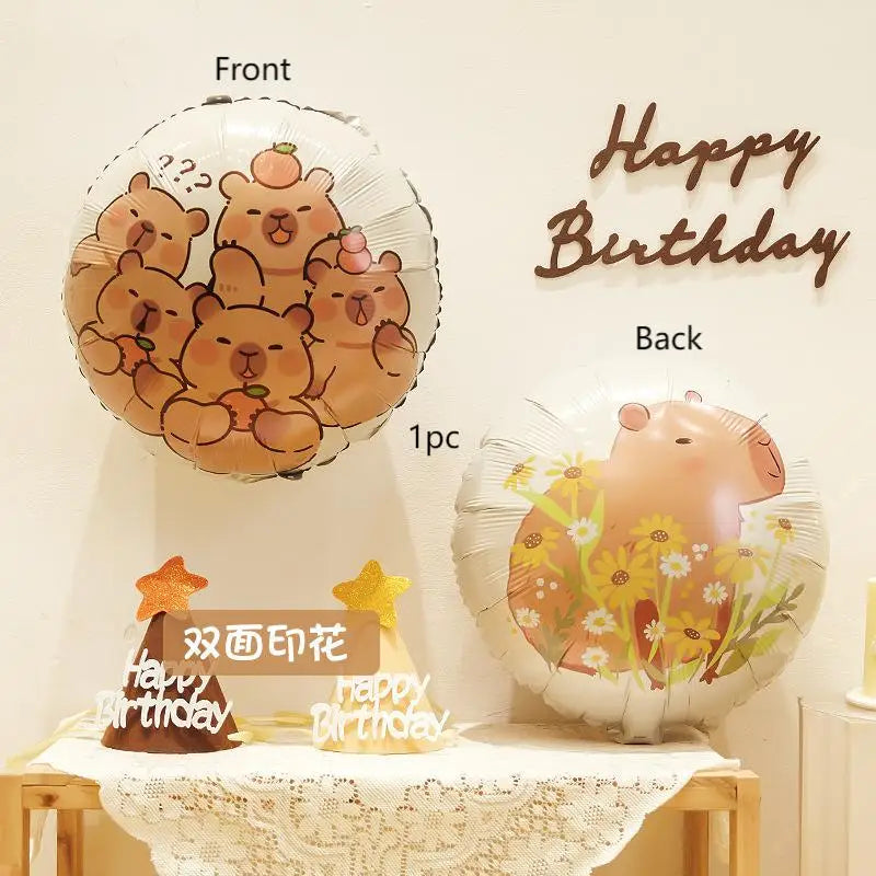 Cute Capybara Foil Balloons – Birthday & Party Decor