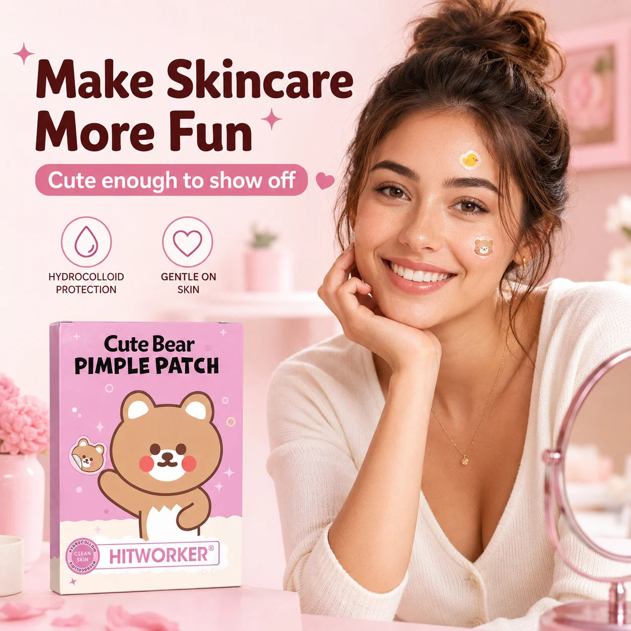 Cute Cartoon Hydrocolloid Blemish Patches – 72 Pack