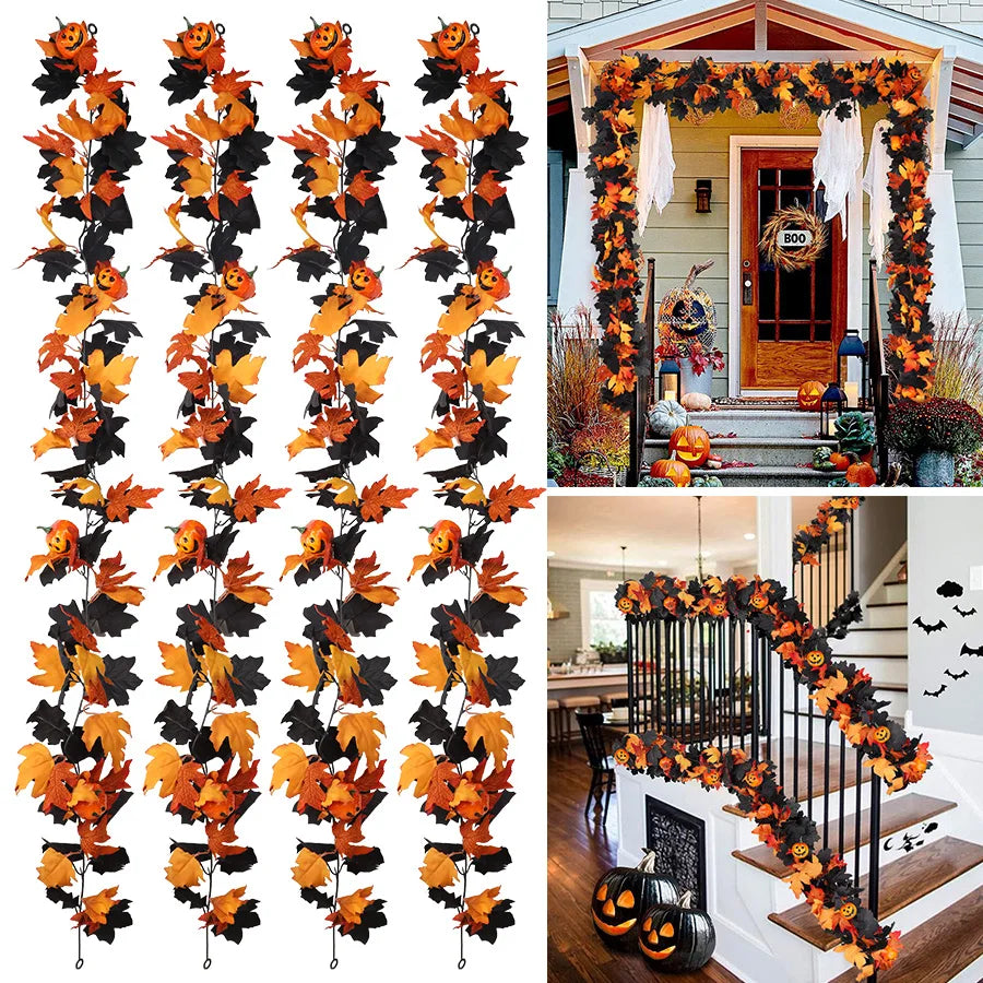 Black Pumpkin Halloween Garland