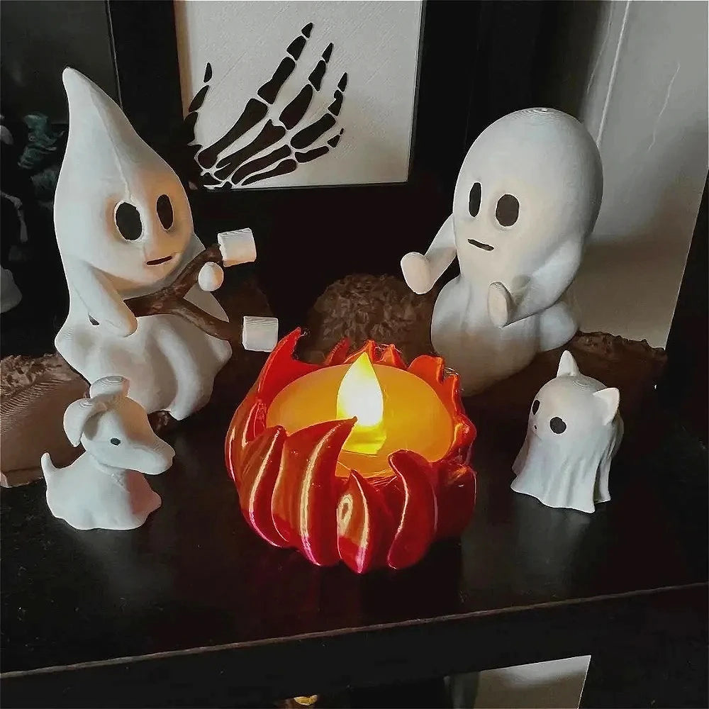 Ghost Campfire Halloween Figurine Set