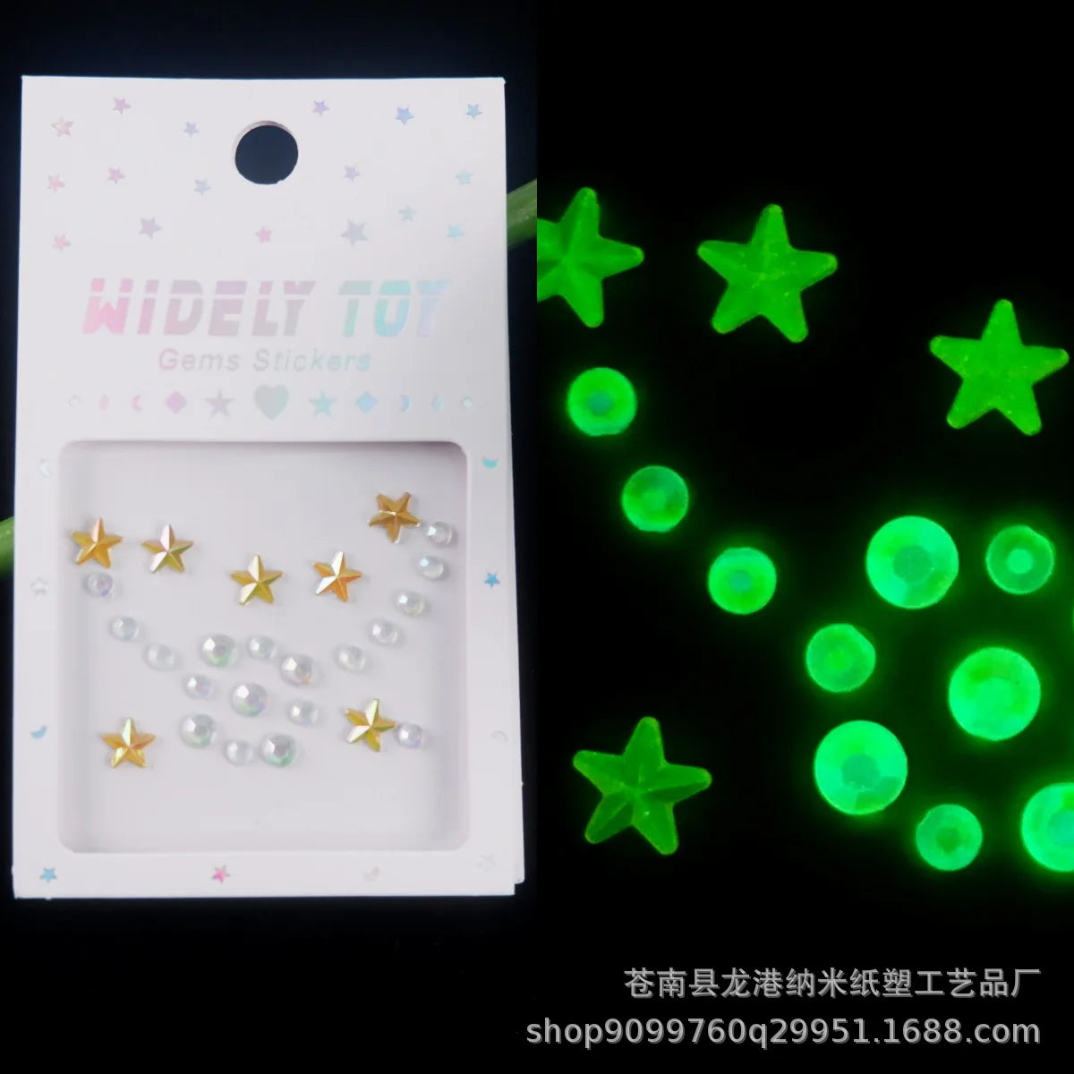 Glow-in-the-Dark Festival Face Gems