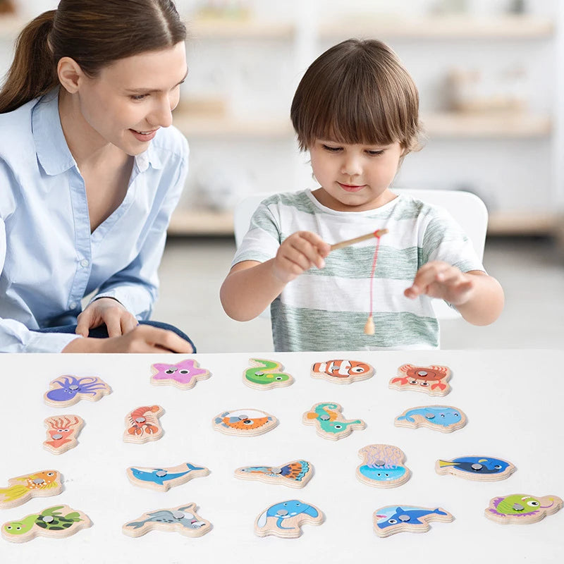 Wooden Magnetic Fishing Game for Kids