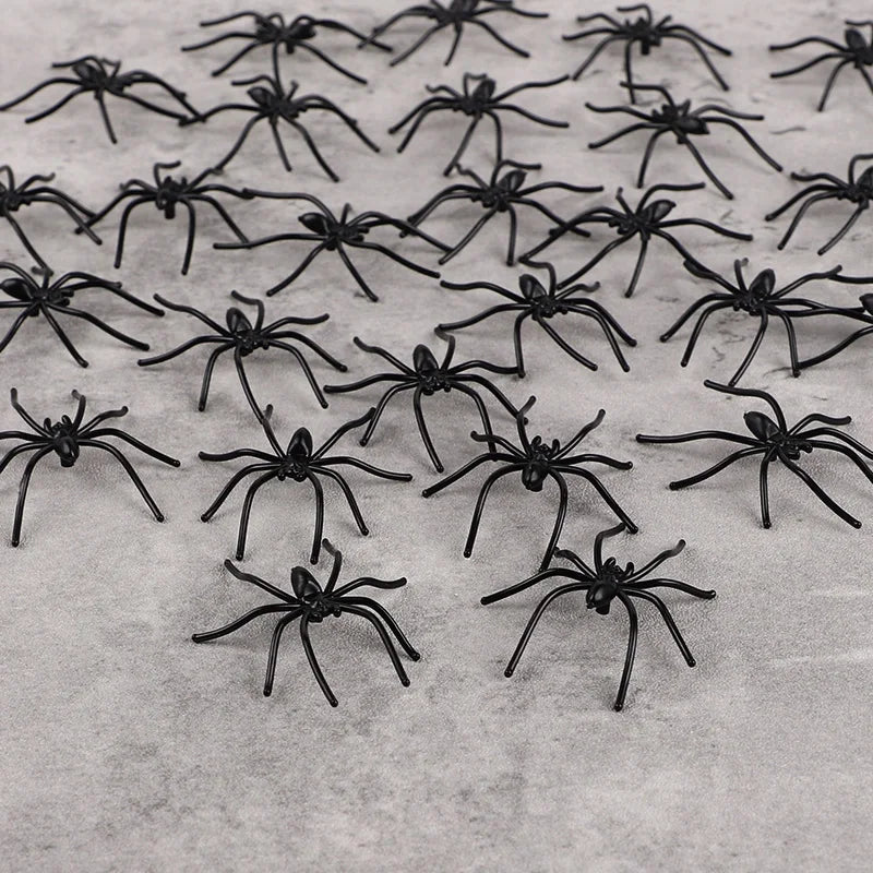 Black and luminous Halloween spider props