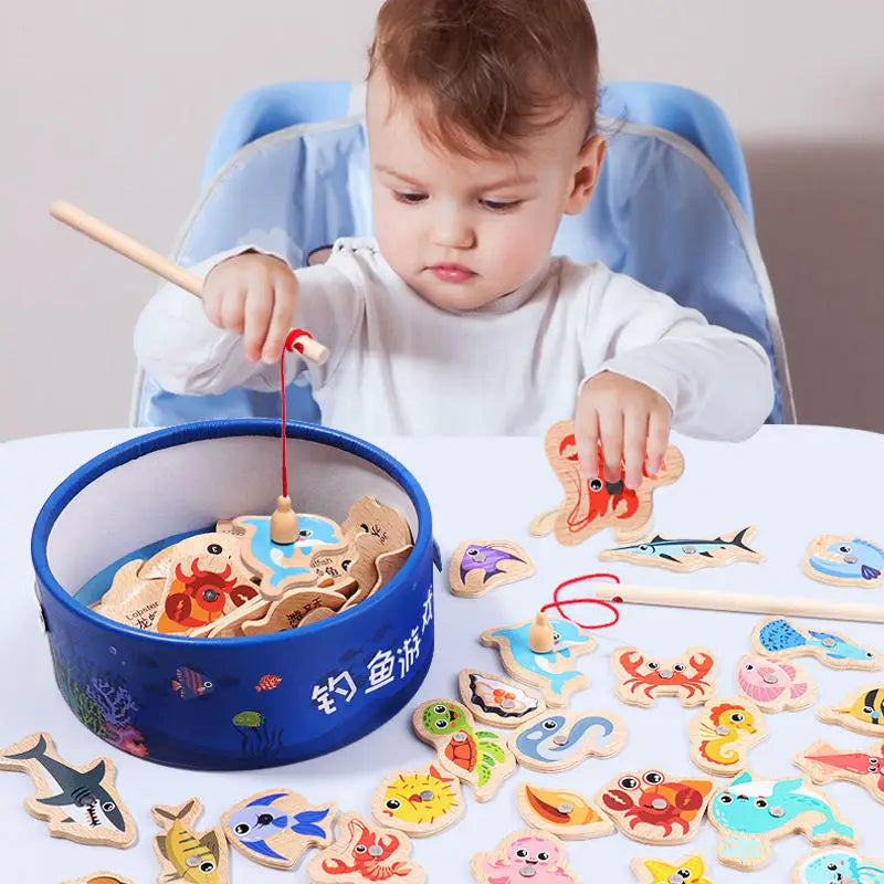 Wooden Magnetic Fishing Game for Kids