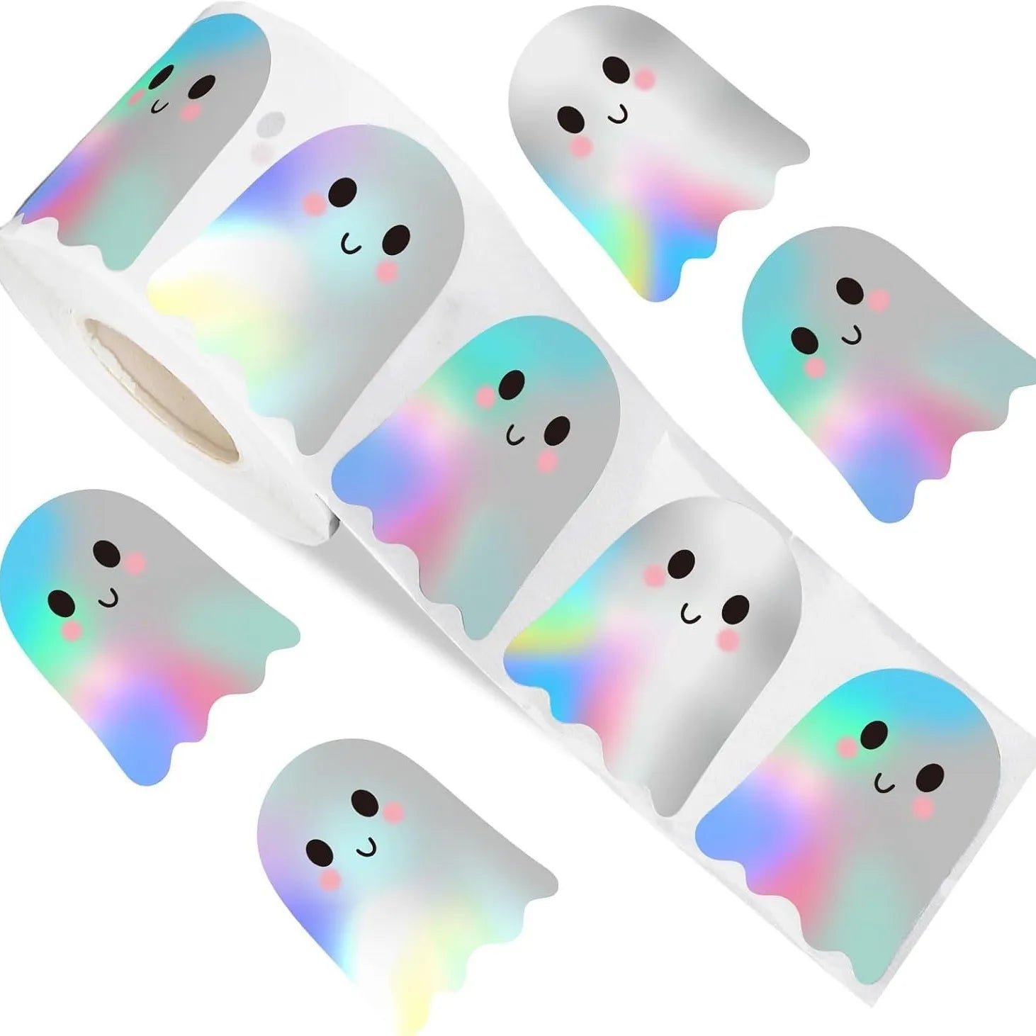 500-Piece Holographic Halloween Sticker Roll