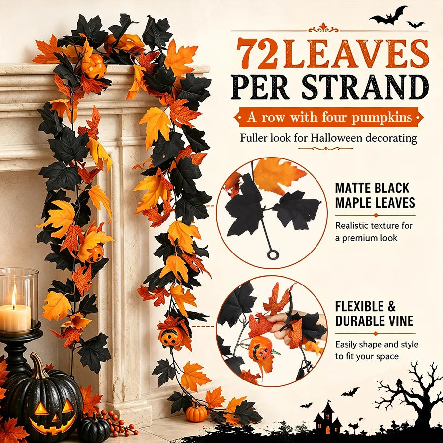 Black Pumpkin Halloween Garland