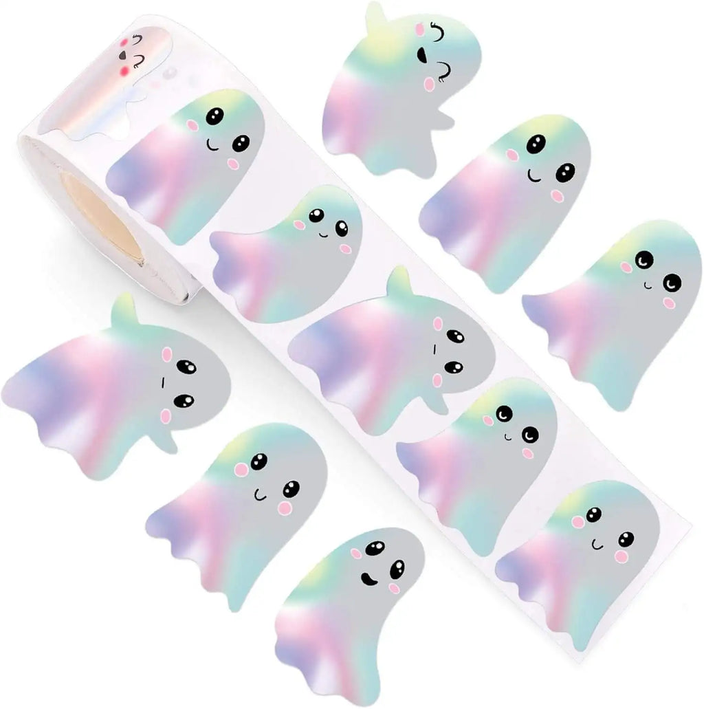 500-Piece Holographic Halloween Sticker Roll