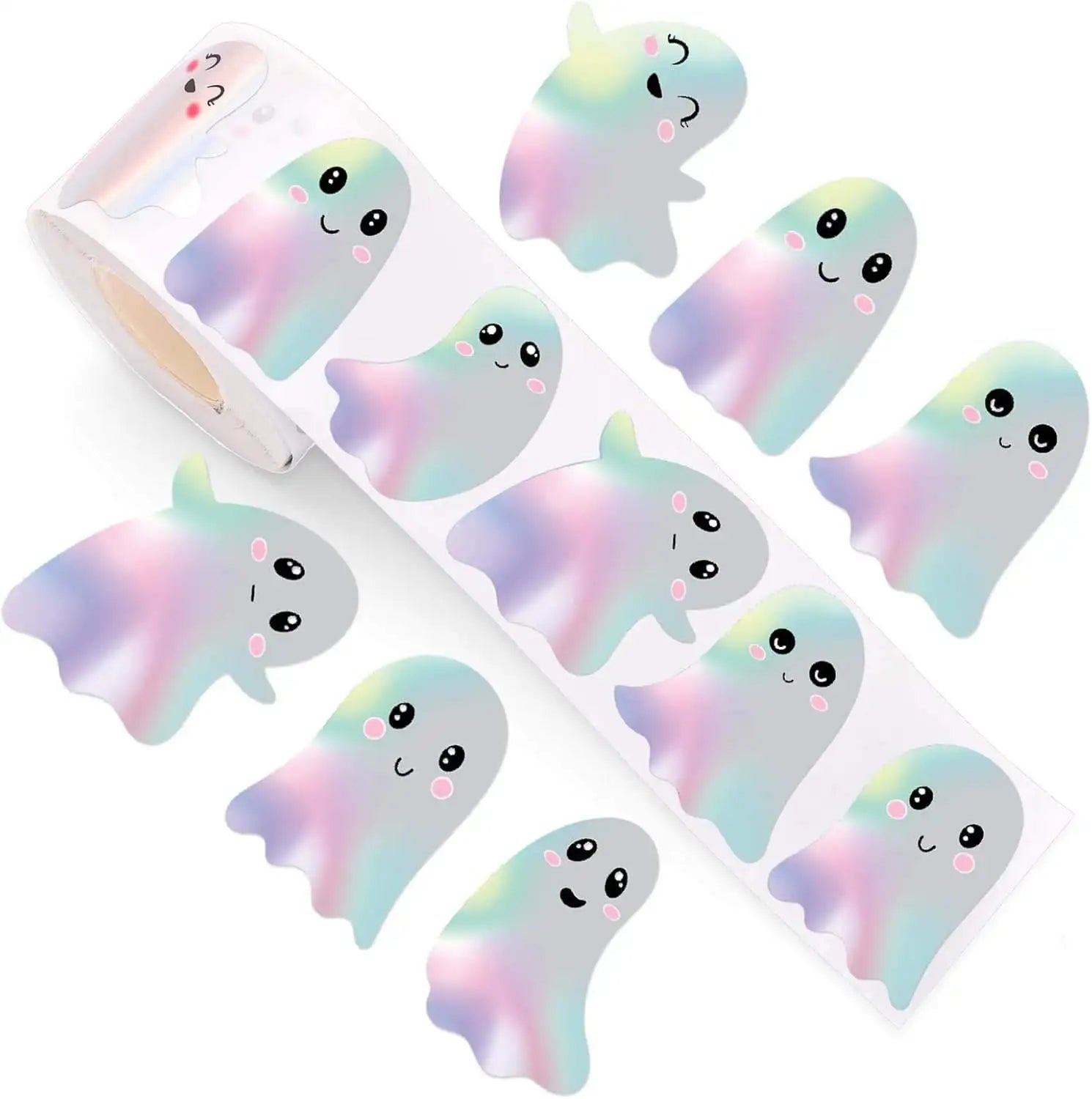 500-Piece Holographic Halloween Sticker Roll
